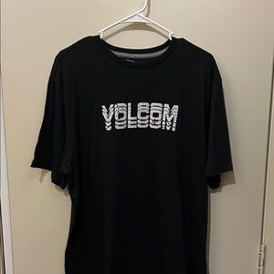 Volcom Black Tee with Striped Logo